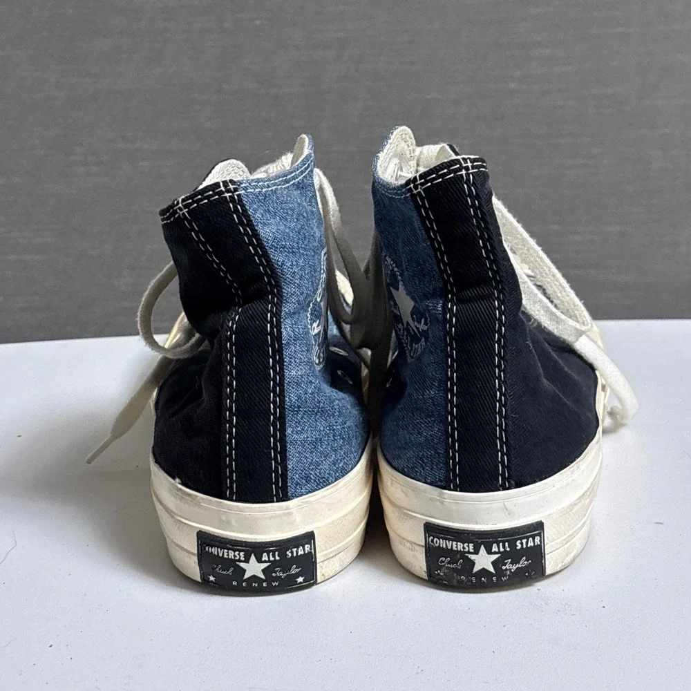 Converse Chuck 70 High Top 8 Men Black Blue Tri-Panel Denim Renew Sneaker